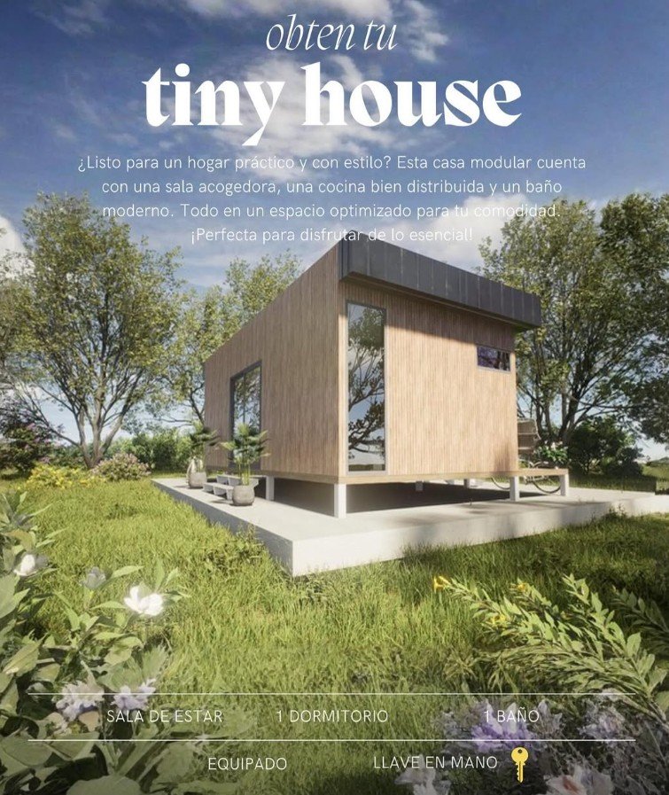 Casa modular tipo tiny house con terraza, ideal para la Cuarta Región